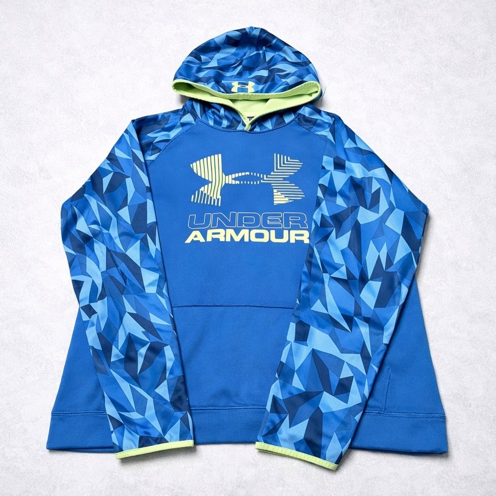 Under Armour ColdGear Hoodie Youth XL Blue Camo Pullover Sweatshirt